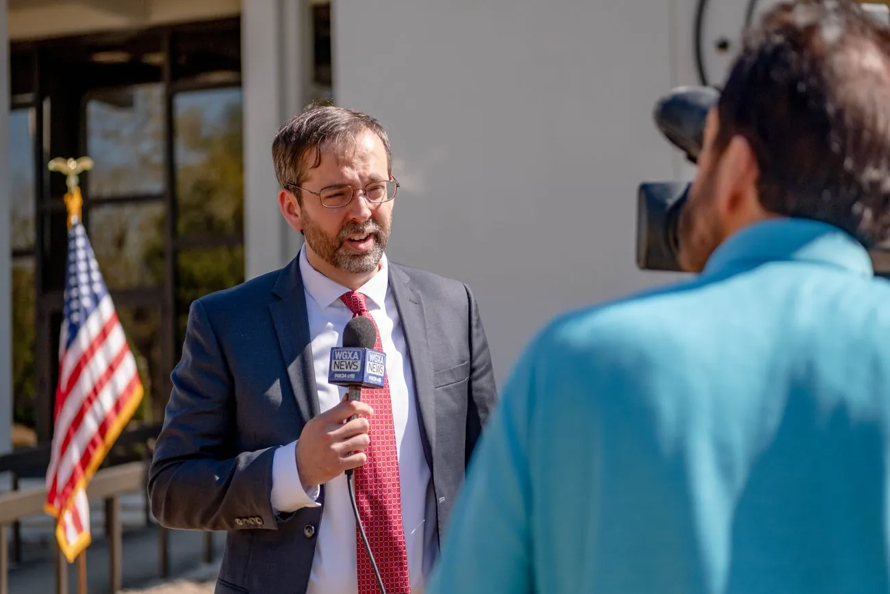 Shane Gottwals interviewed by local news
